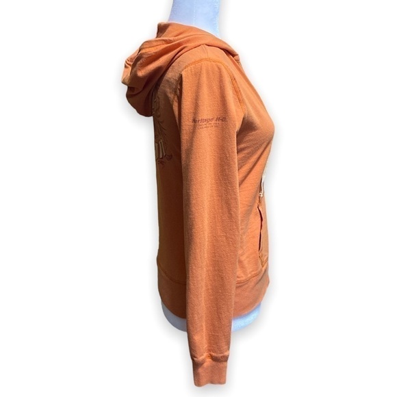 WOMEN’S 2007 heritage harley davidson v-neck hoodie sweater orange size M - Picture 5 of 9